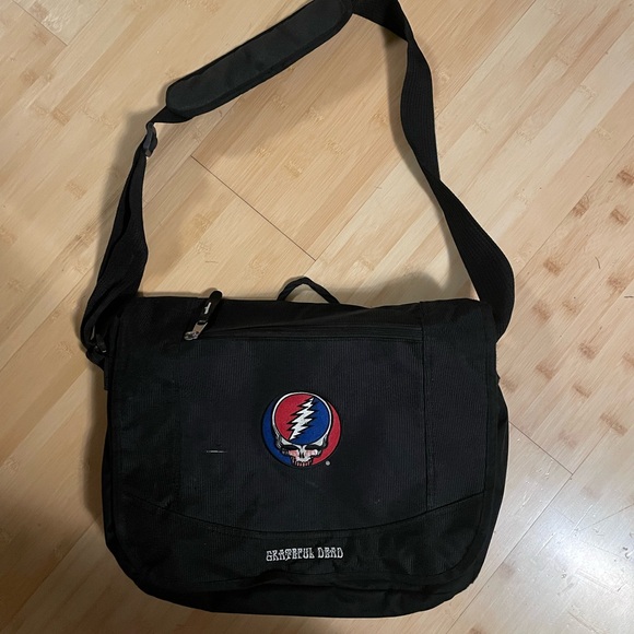 Grateful Dead Black Messenger Bag with Colorful Logo Patch - Picture 1 of 10